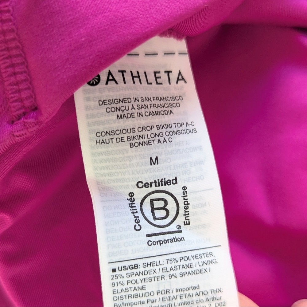 Athleta Conscious Crop Pink Raspberry M NWT Bikini Top - Picture 8 of 8
